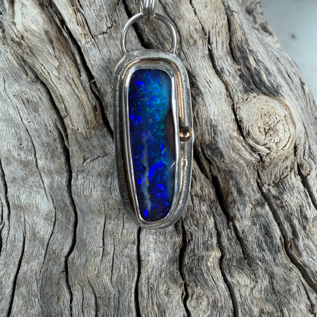 Tidal Current Boulder Opal Relic Pendant