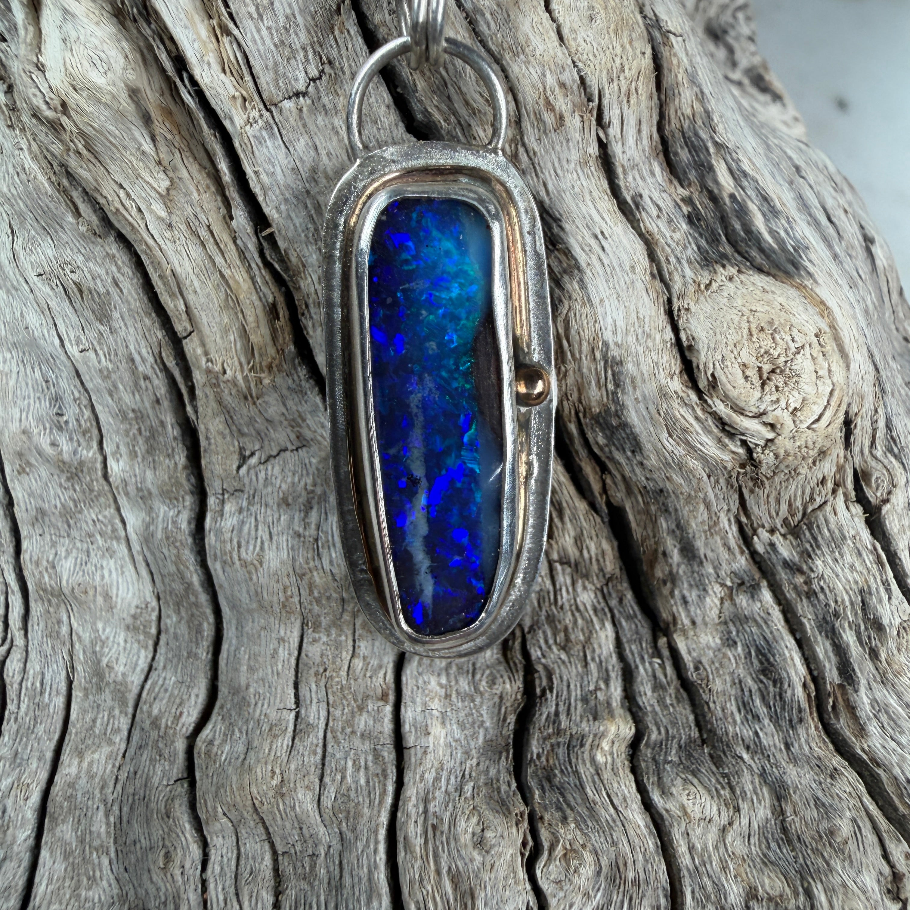 Tidal Current Boulder Opal Relic Pendant