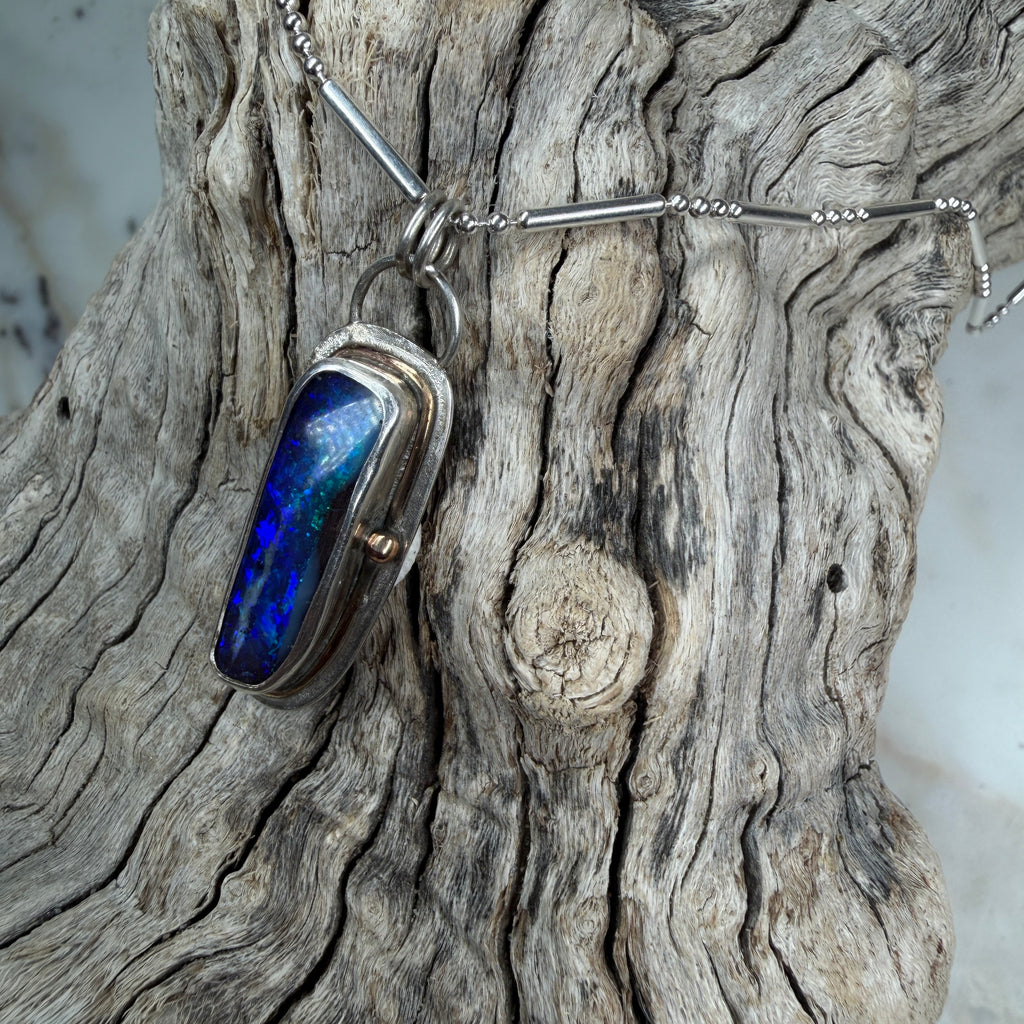 Tidal Current Boulder Opal Relic Pendant
