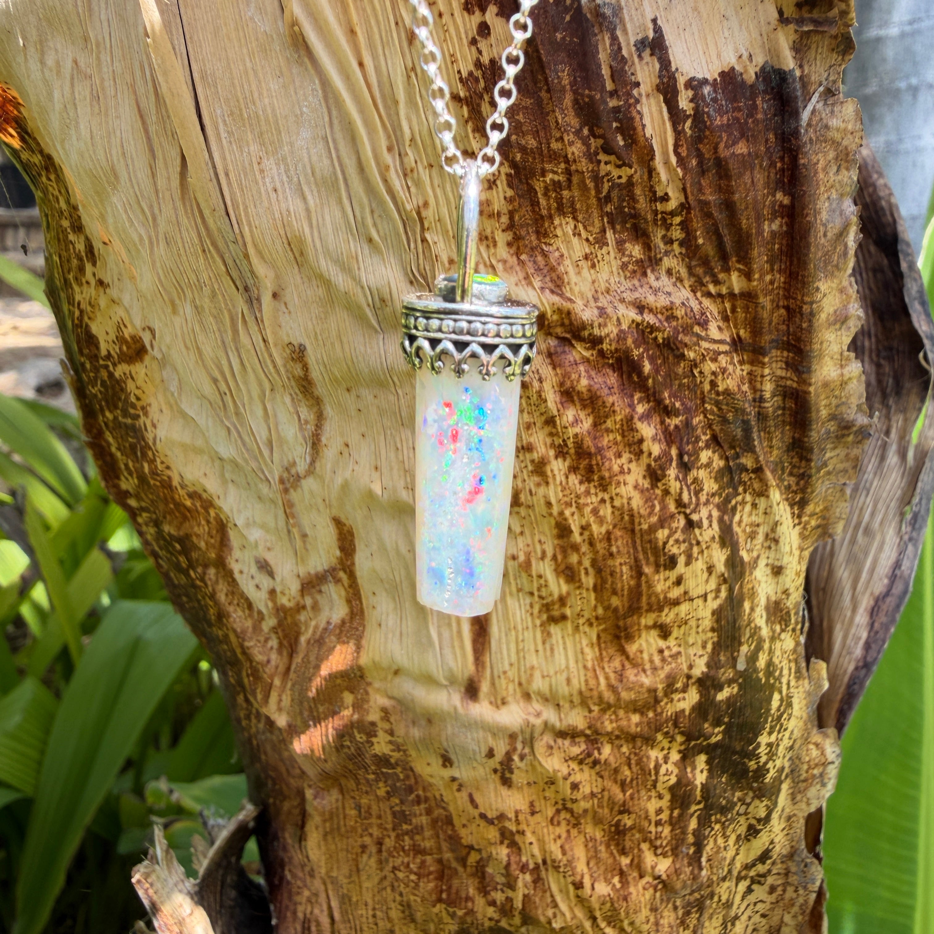 Eclipse Relic Belemnite Fossil with Lightning Ridge Opal Pendant