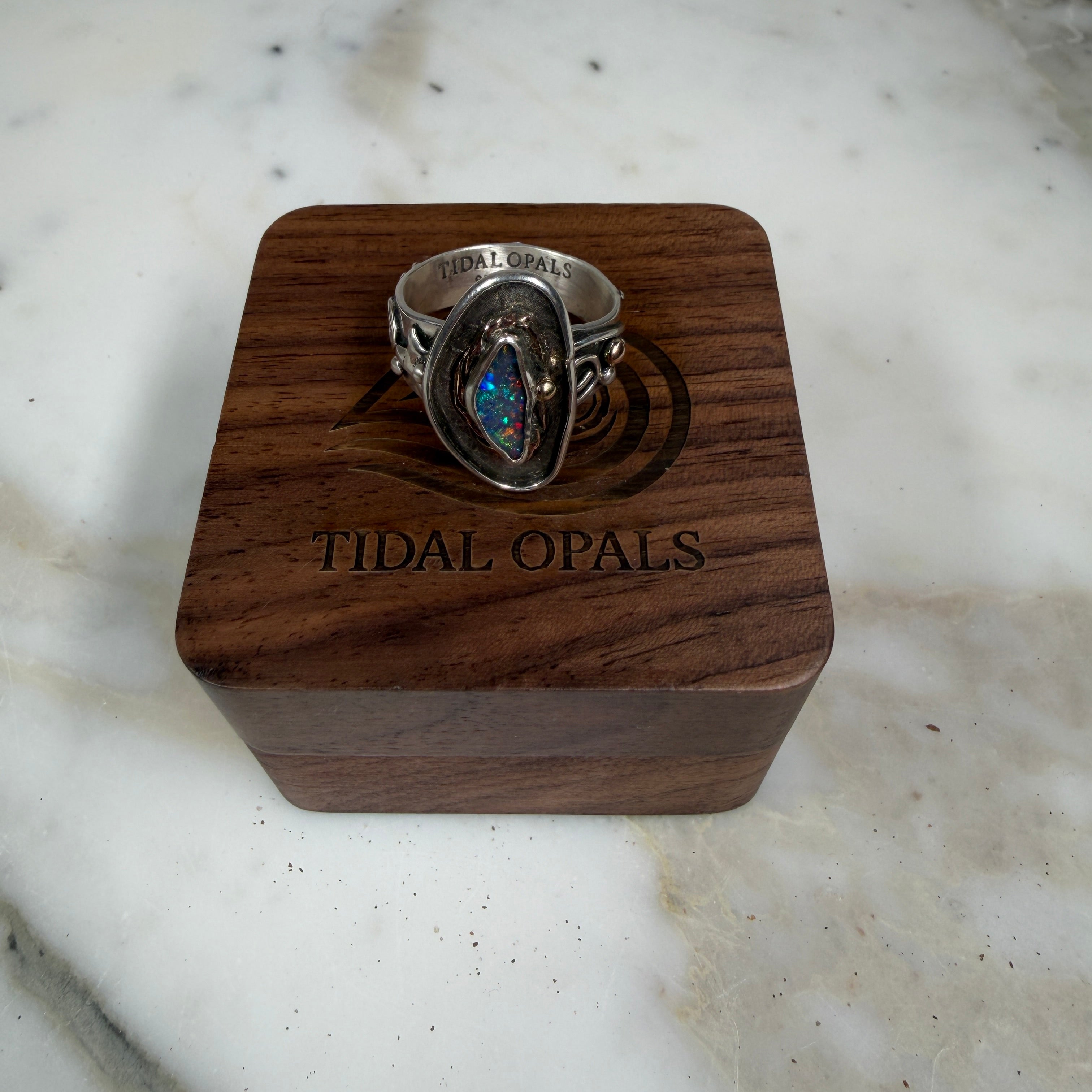 Reef Current Boulder Opal Ring