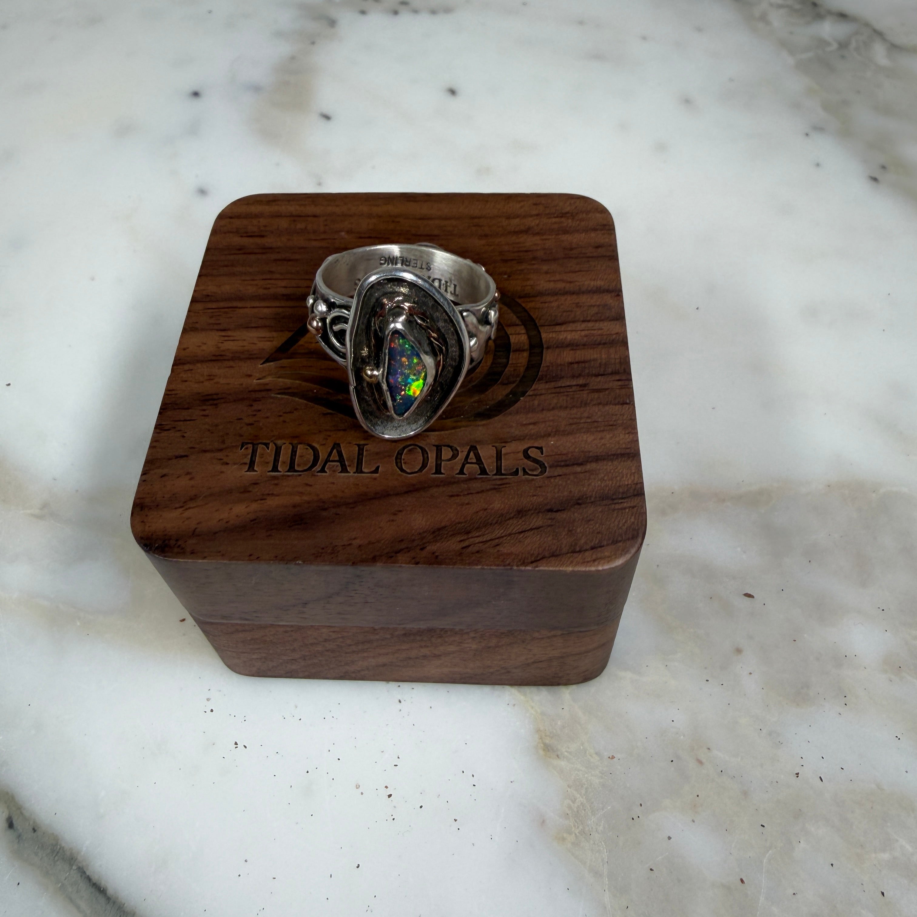 Reef Current Boulder Opal Ring