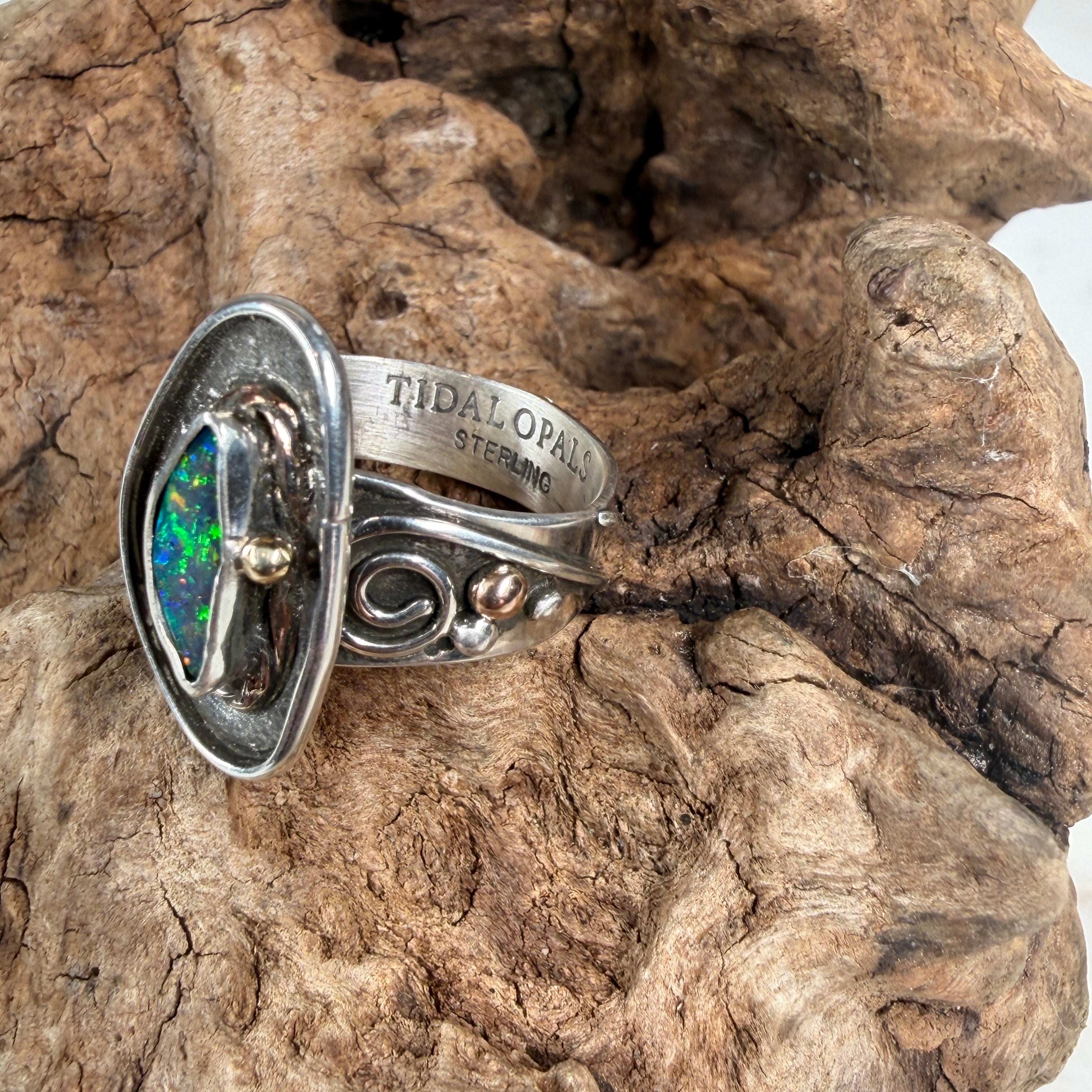 Reef Current Boulder Opal Ring