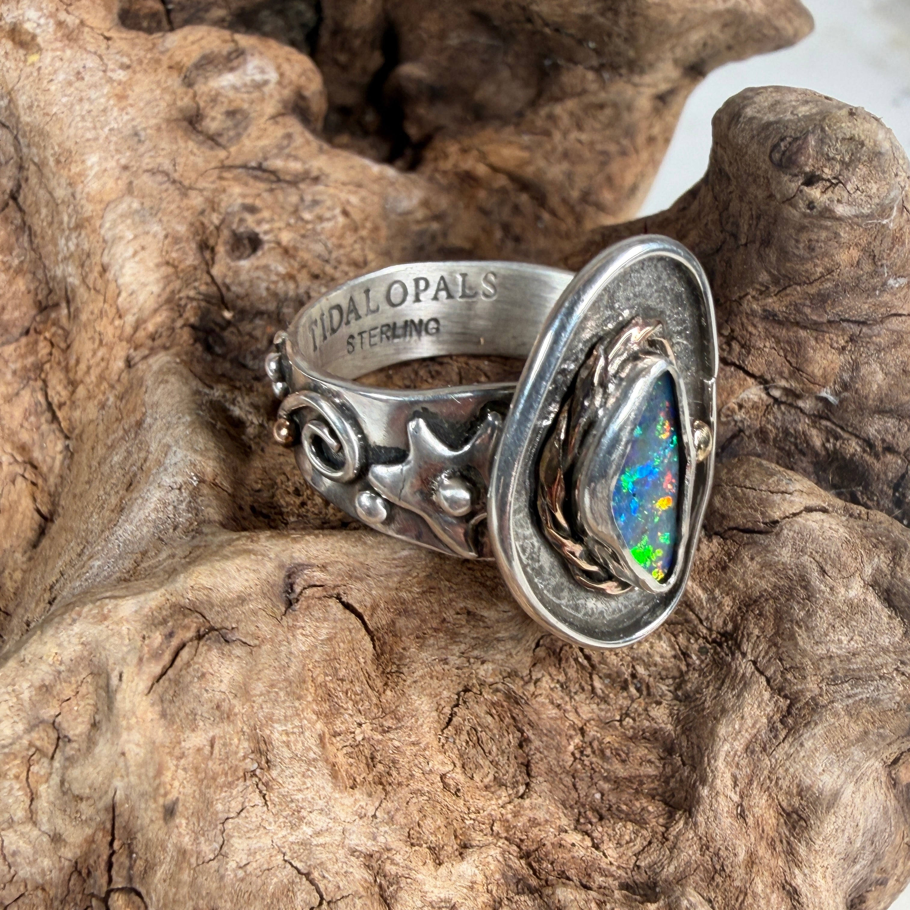 Reef Current Boulder Opal Ring