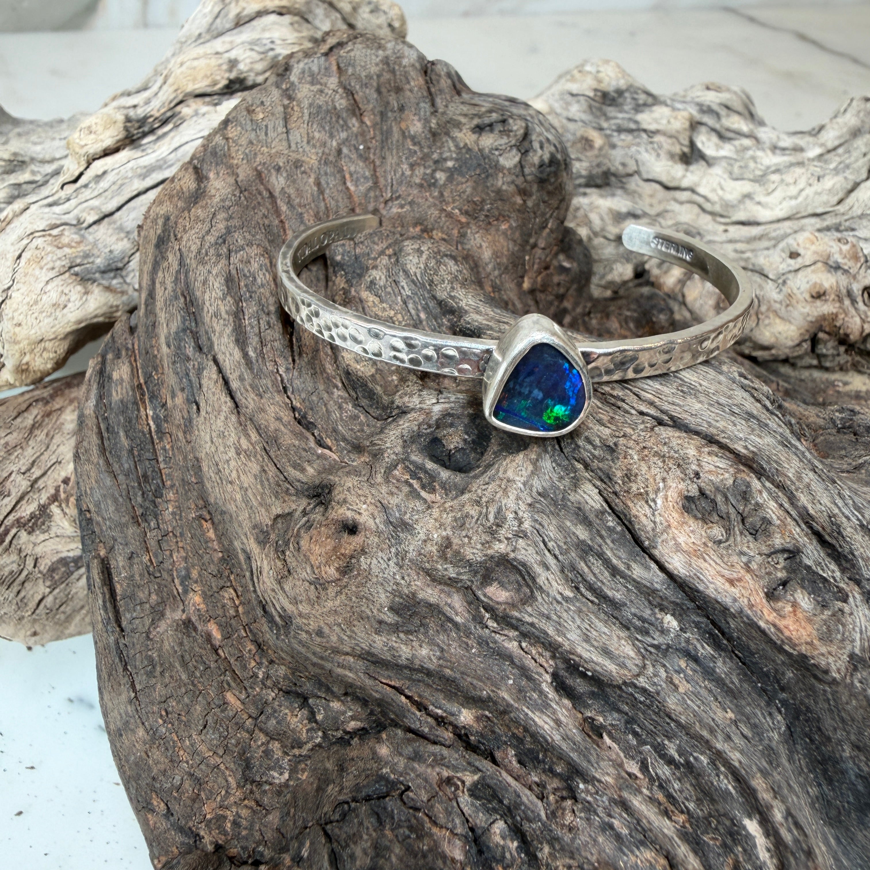 Aurora Depths Boulder Opal Cuff Bracelet