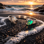 Smaragdflut Boulder-Opal mit Sonnenaufgang Muschelmanschette
