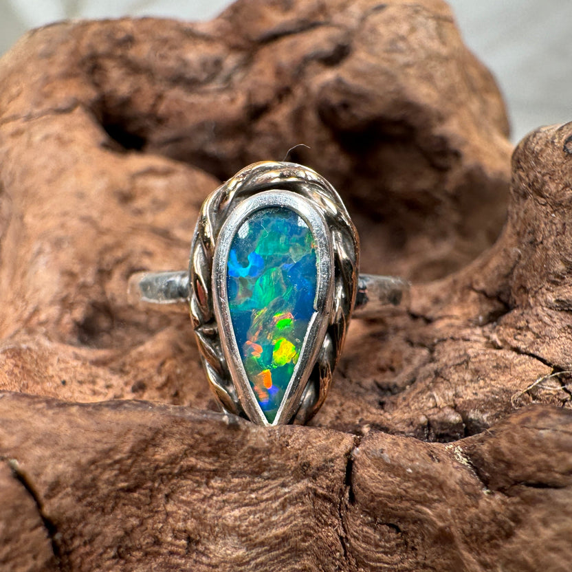 Genuine Australian Opal Jewelry Collection featuring Ocean Fire Opal Ring - Tidal Opals