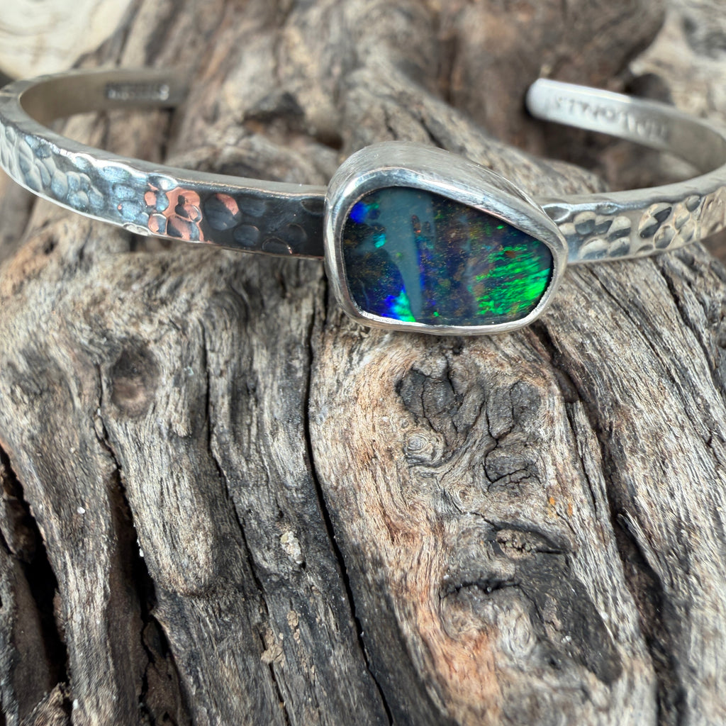 Aurora Fire Boulder Opal Cuff Bracelet