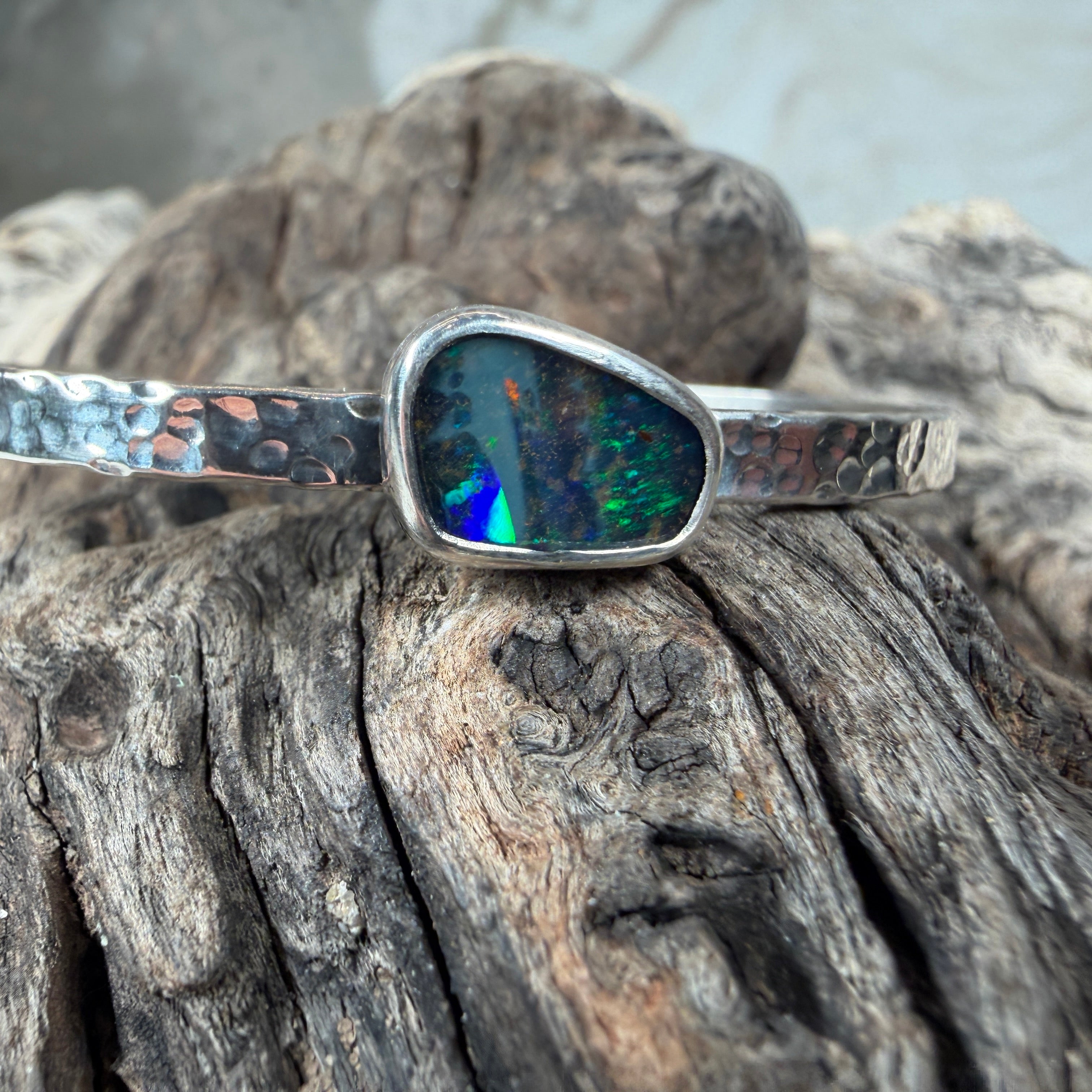 Aurora Fire Boulder Opal Cuff Bracelet