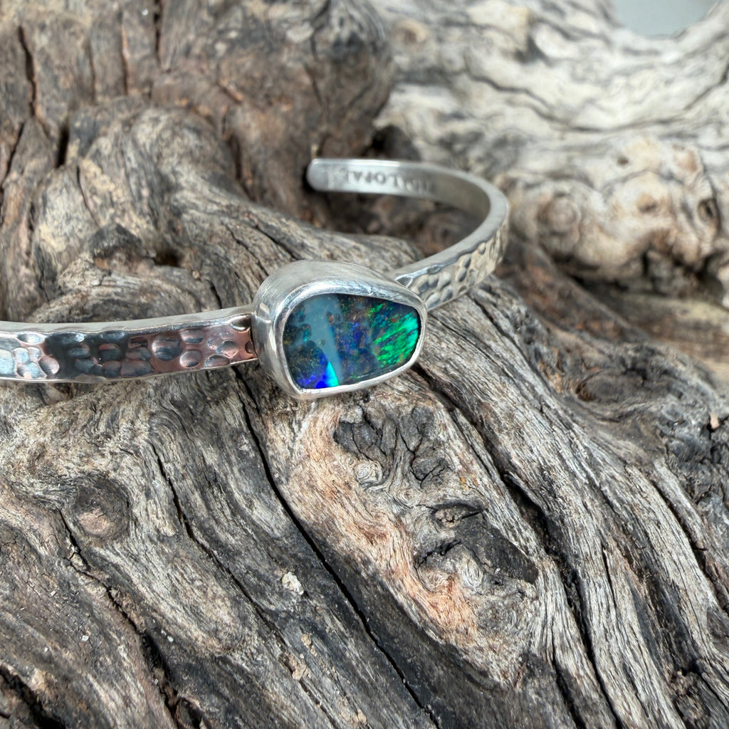 Aurora Fire Boulder Opal Cuff Bracelet