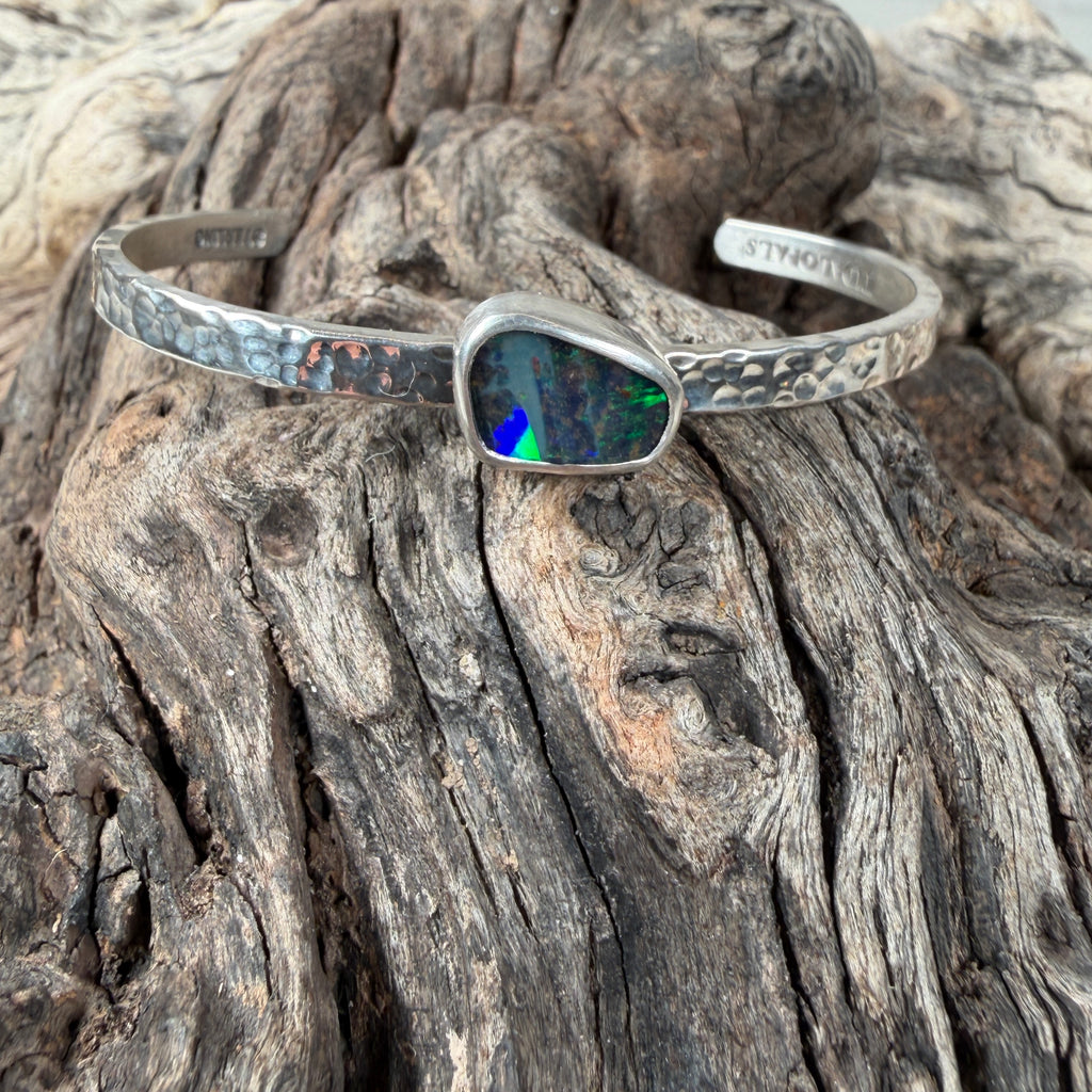 Aurora Fire Boulder Opal Cuff Bracelet