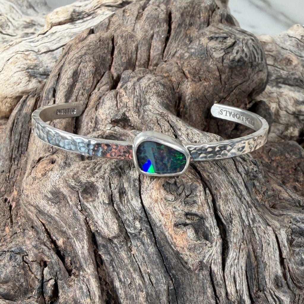 Aurora Fire Boulder Opal Cuff Bracelet