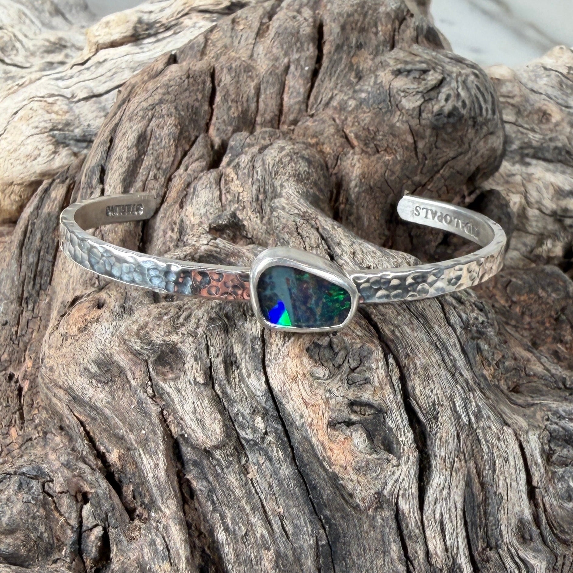 Aurora Fire Boulder Opal Cuff Bracelet