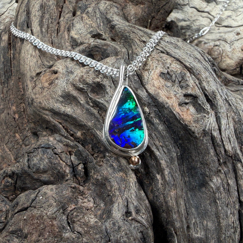 Electric Reef Australian Boulder Opal Pendant