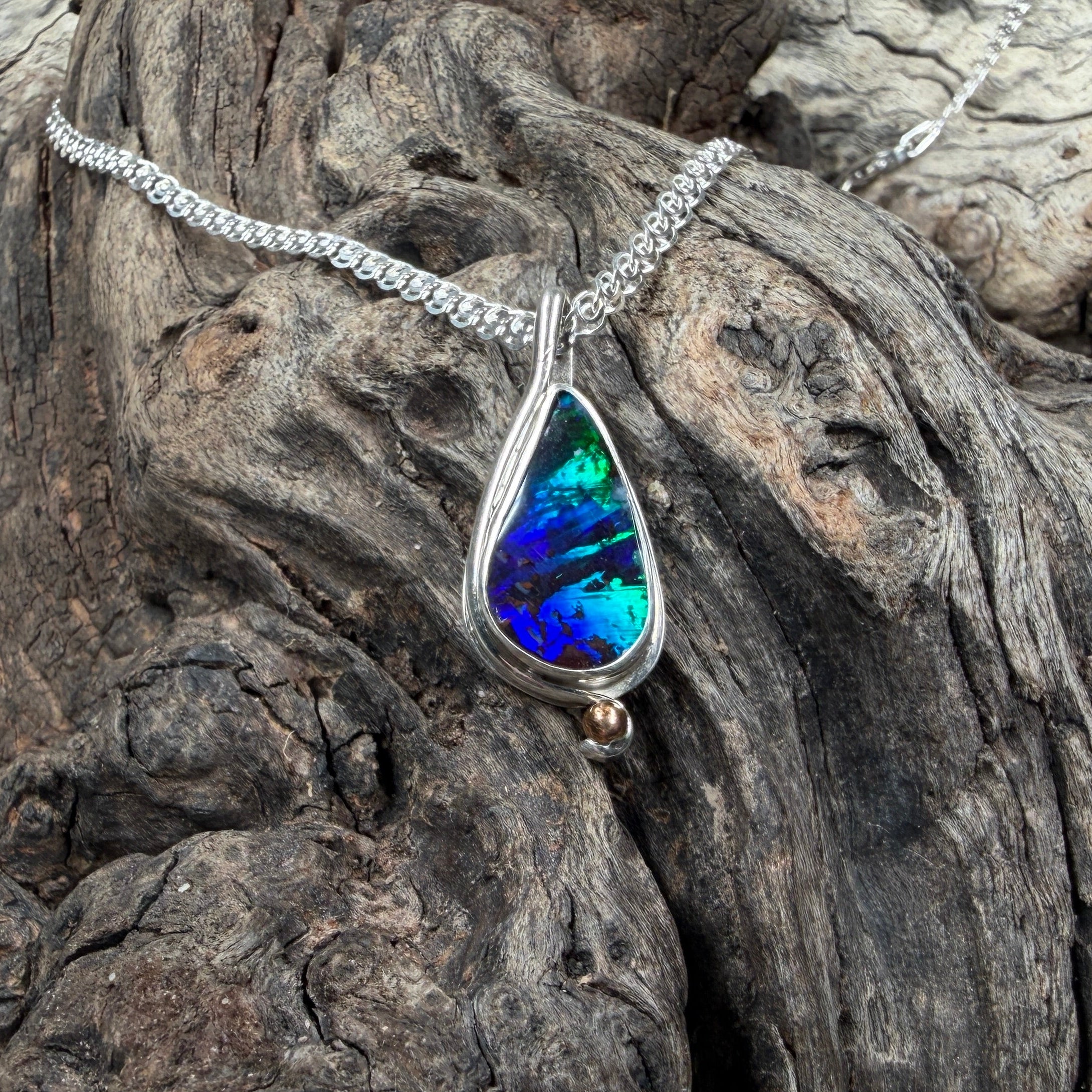 Electric Reef Australian Boulder Opal Pendant