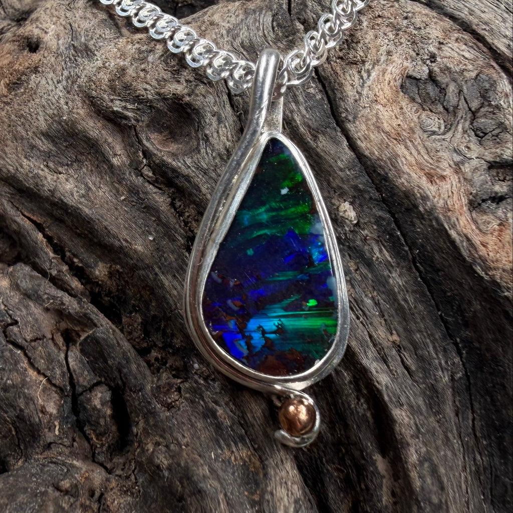 Electric Reef Australian Boulder Opal Pendant