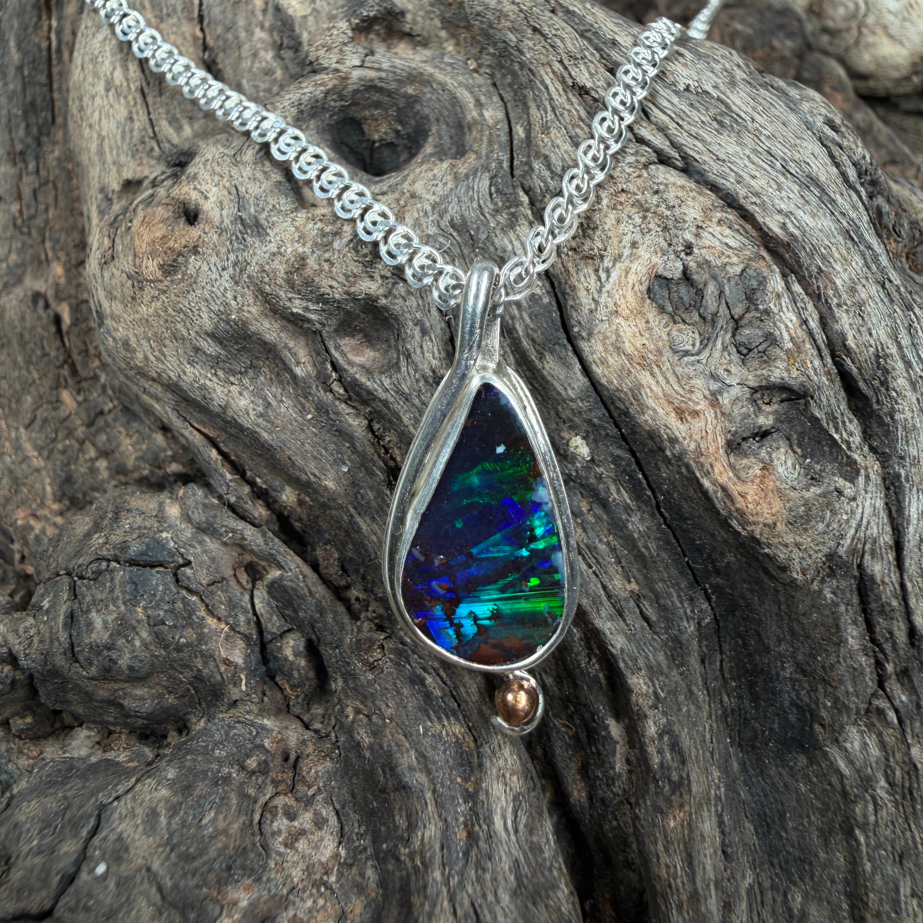 Electric Reef Australian Boulder Opal Pendant