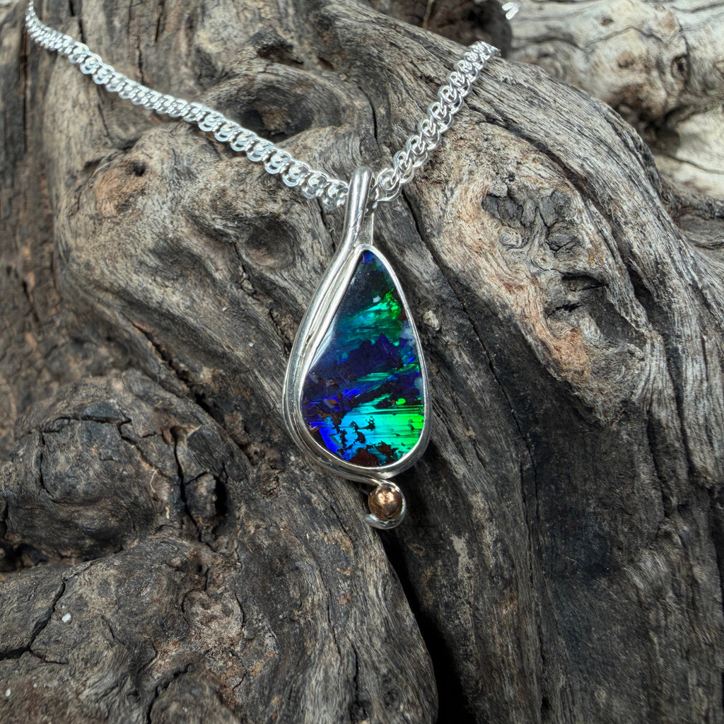 Electric Reef Australian Boulder Opal Pendant