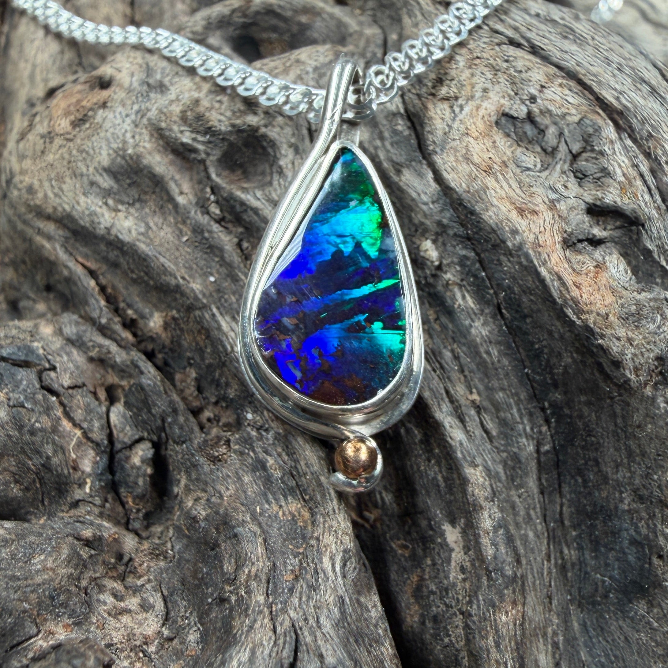 Electric Reef Australian Boulder Opal Pendant