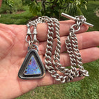 The Tidekeeper — 9.25 ct Australian Boulder Opal & Antique Albert Chain Necklace