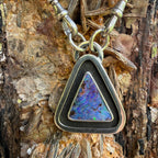 The Tidekeeper — 9.25 ct Australian Boulder Opal & Antique Albert Chain Necklace
