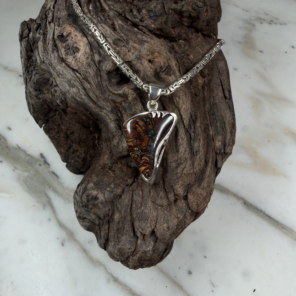 Ember Rift Relic Australian Boulder Opal Pendant
