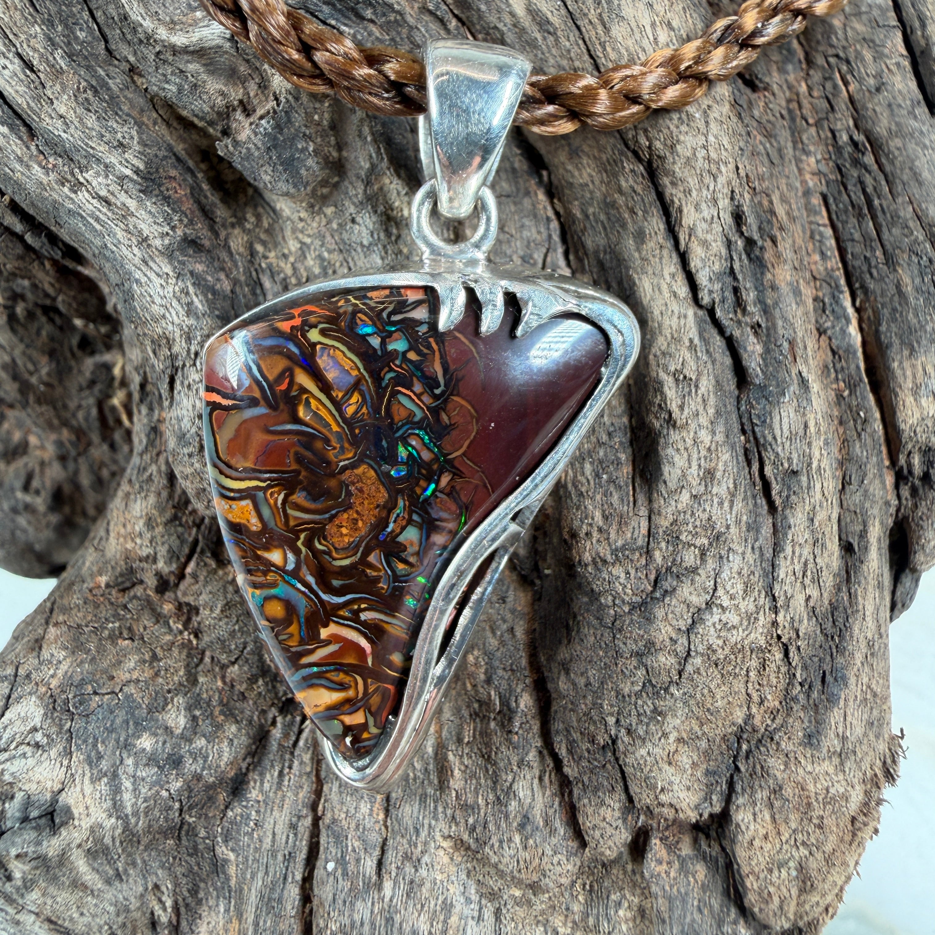 Ember Rift Relic Australian Boulder Opal Pendant