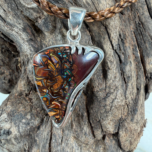 Ember Rift Relic Australian Boulder Opal Pendant