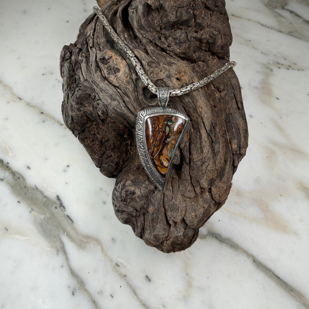 Veins of Papatūānuku Boulder Opal Pendant
