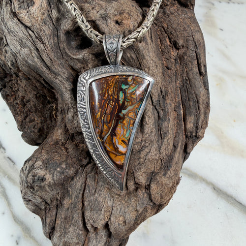 Veins of Papatūānuku Boulder Opal Pendant