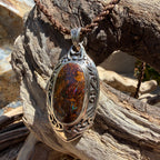 Handcrafted sterling silver Australian Boulder Opal pendant