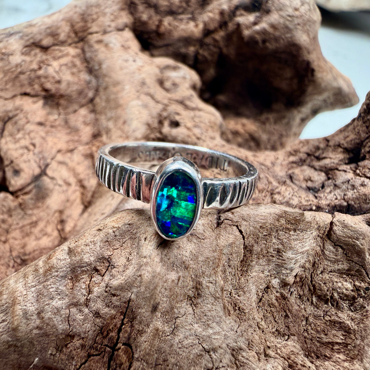 Aurora Reef opal ring