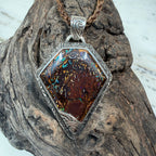 Ancient Veil is a one-of-a-kind Australian Boulder Opal pendant
