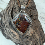 Ancient Veil is a one-of-a-kind Australian Boulder Opal pendant