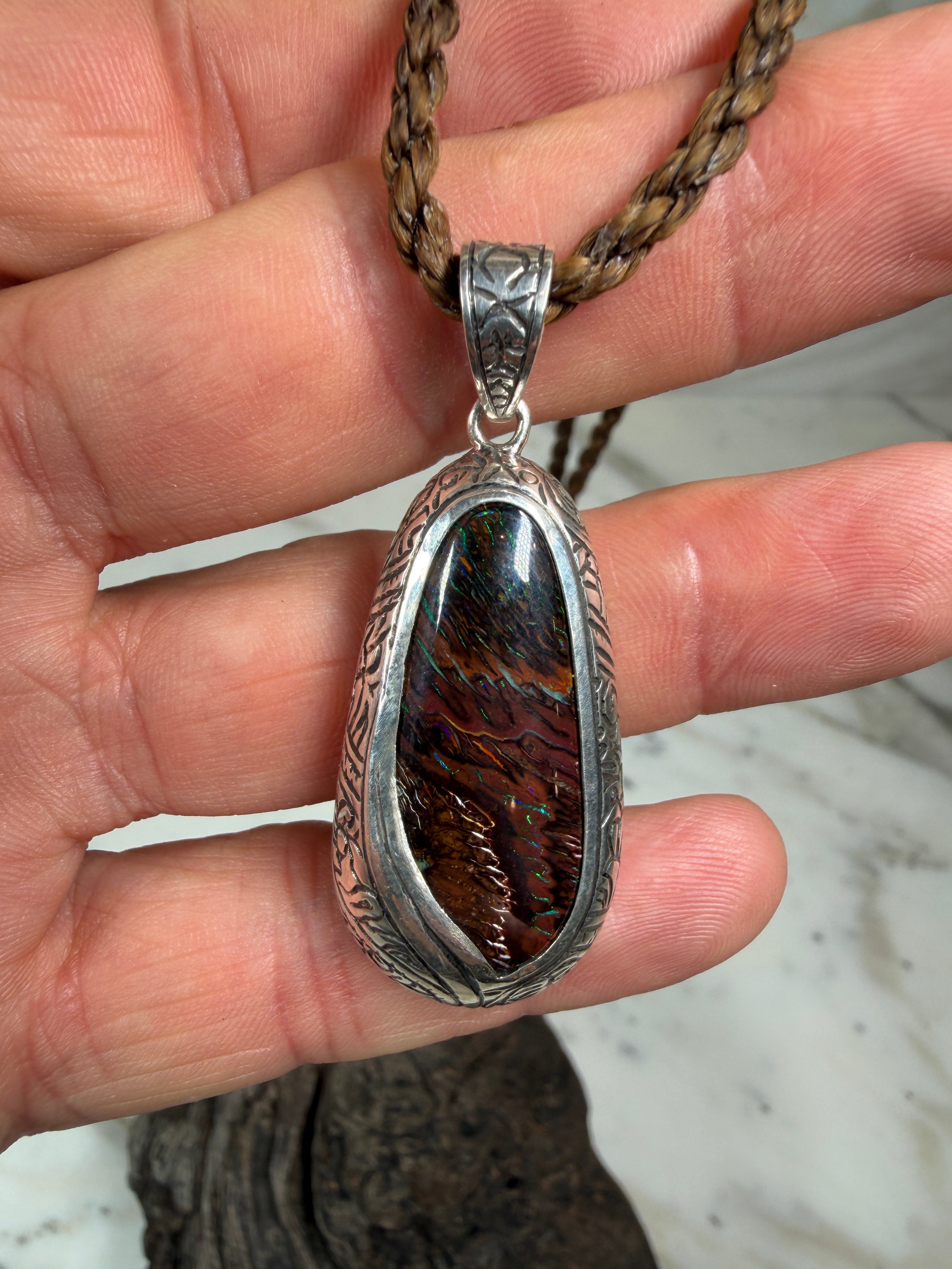 TIDAL OPALS Kaiara Mariner Collection pendant featuring a unique natural Boulder Opal gemstone.