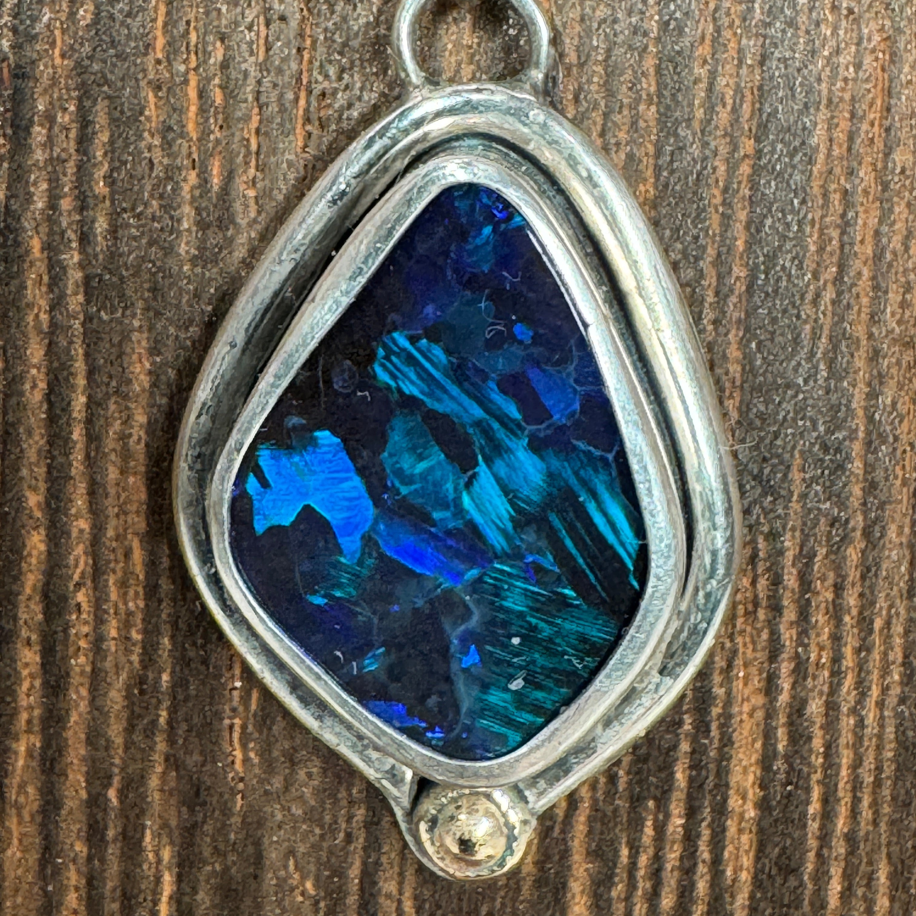Australian Boulder Opal Tidepool Ember Pendant Necklace