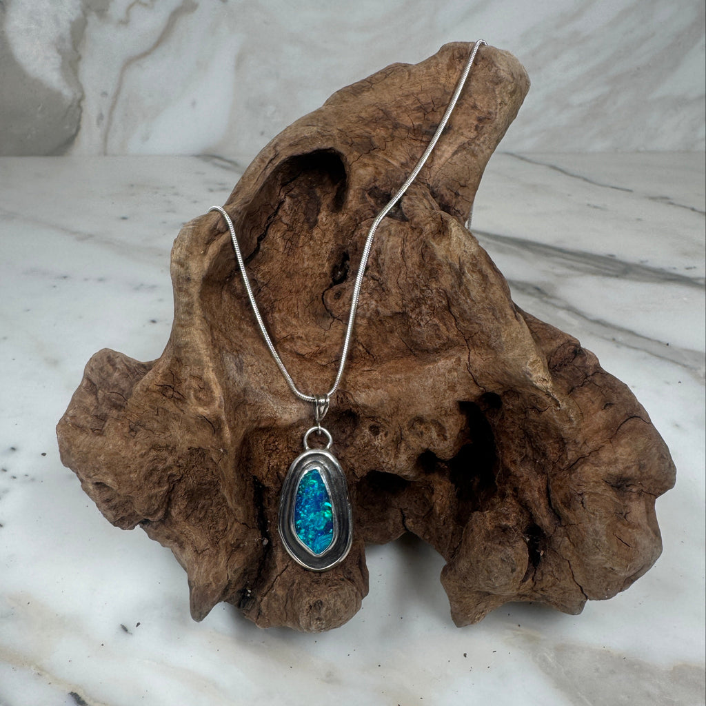 Blue Lagoon Australian Boulder Opal Pendant