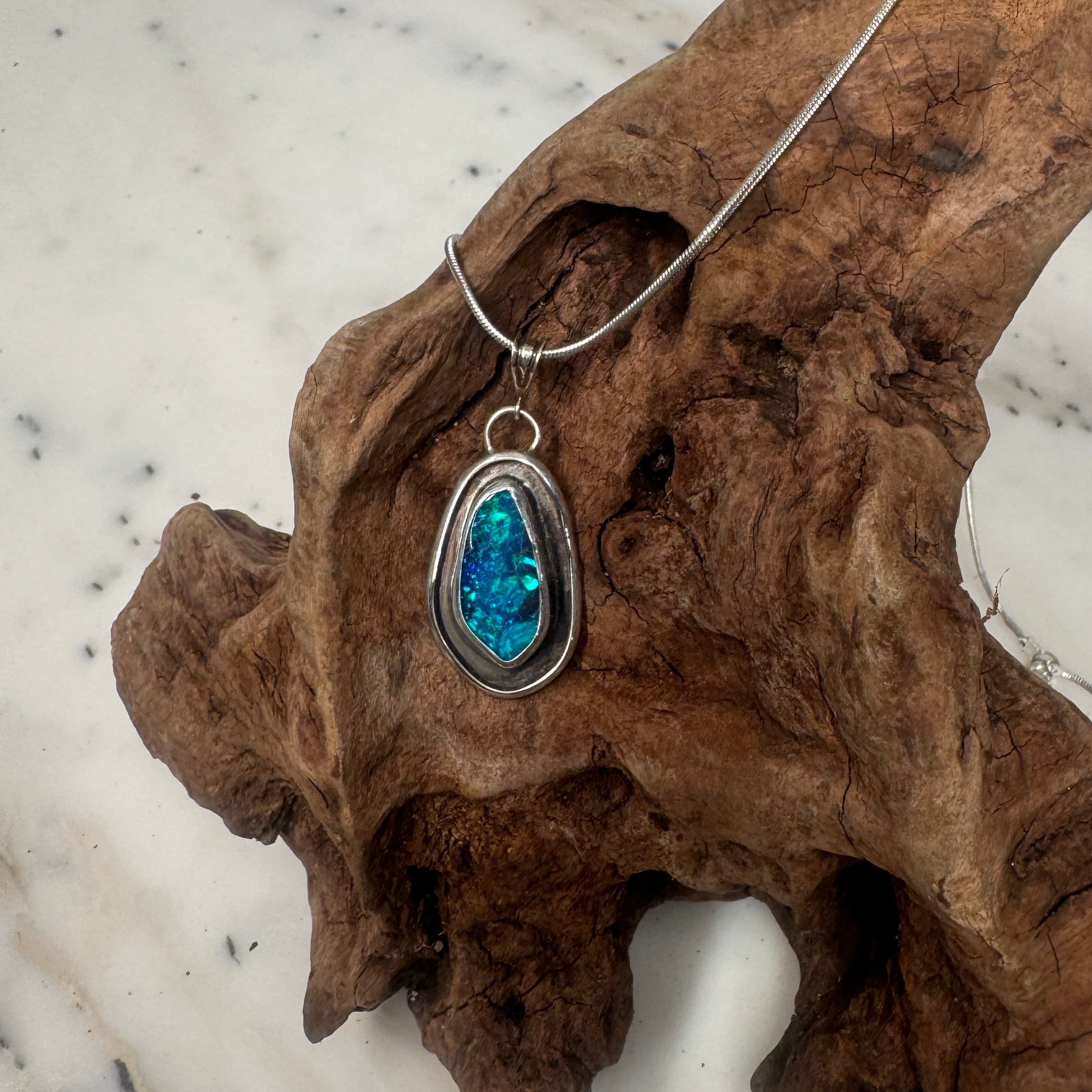 Blue Lagoon Australian Boulder Opal Pendant