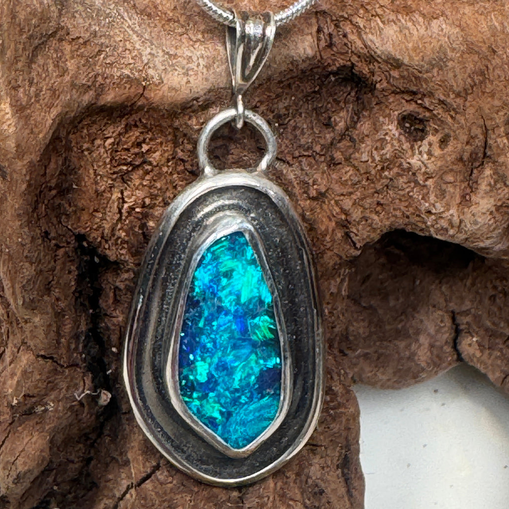 Blue Lagoon Australian Boulder Opal Pendant