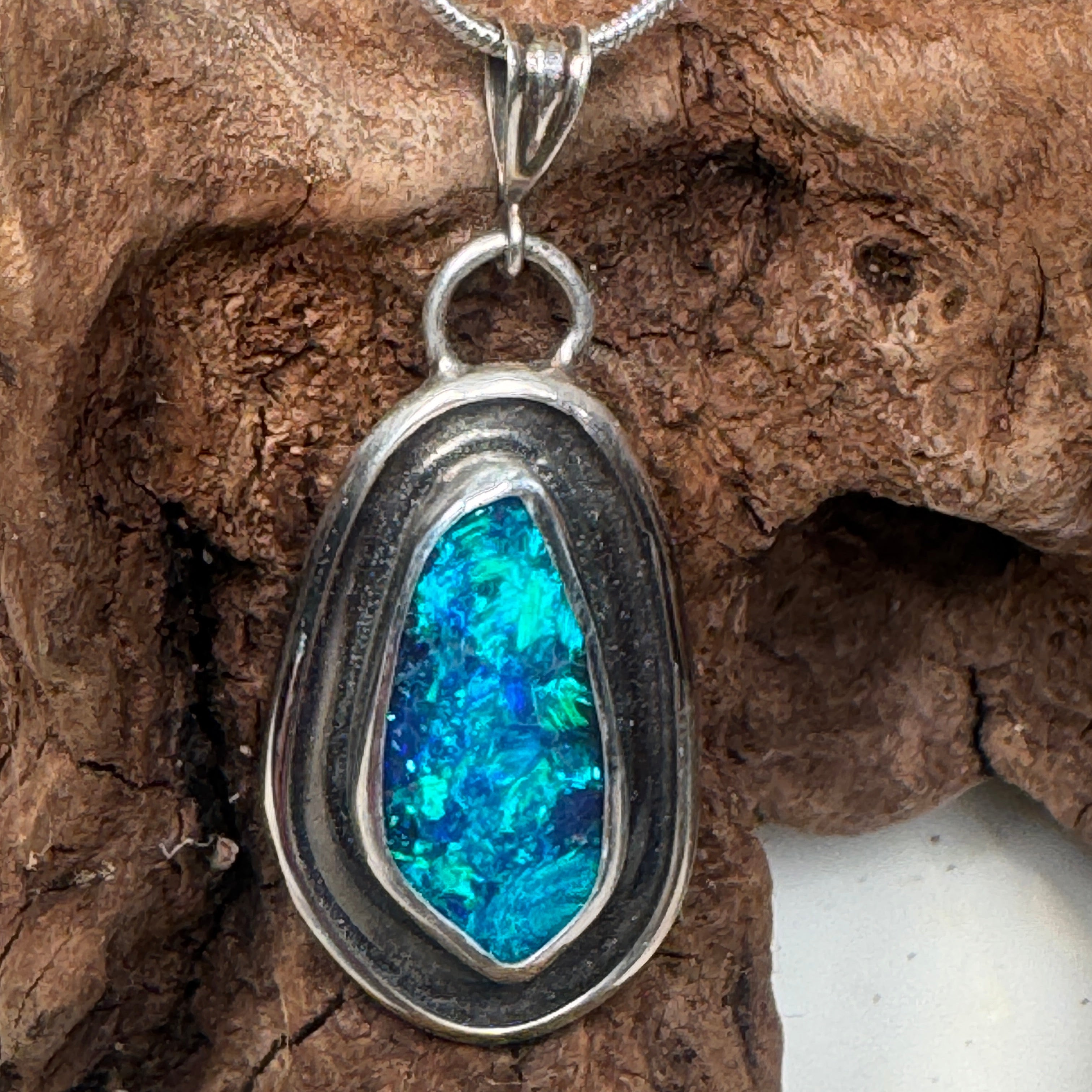 Blue Lagoon Australian Boulder Opal Pendant