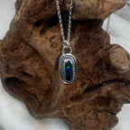Blue Fire Elongated Australian Boulder Opal Pendant