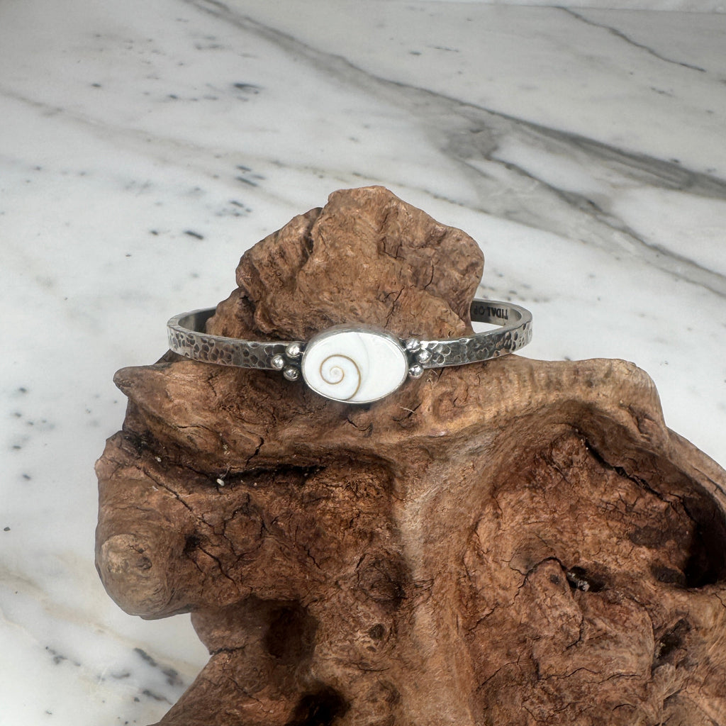 Sacred Spiral Oval Shiva Shell Cuff