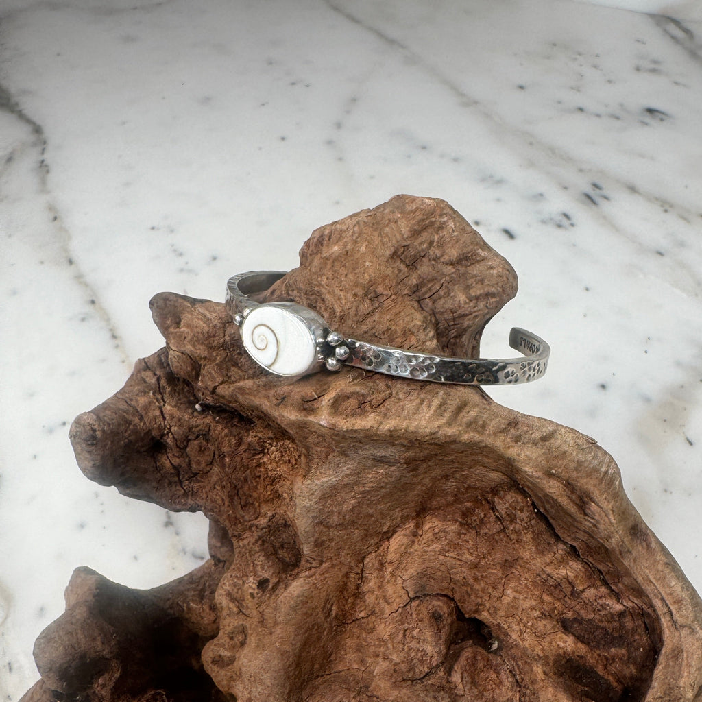 Sacred Spiral Oval Shiva Shell Cuff