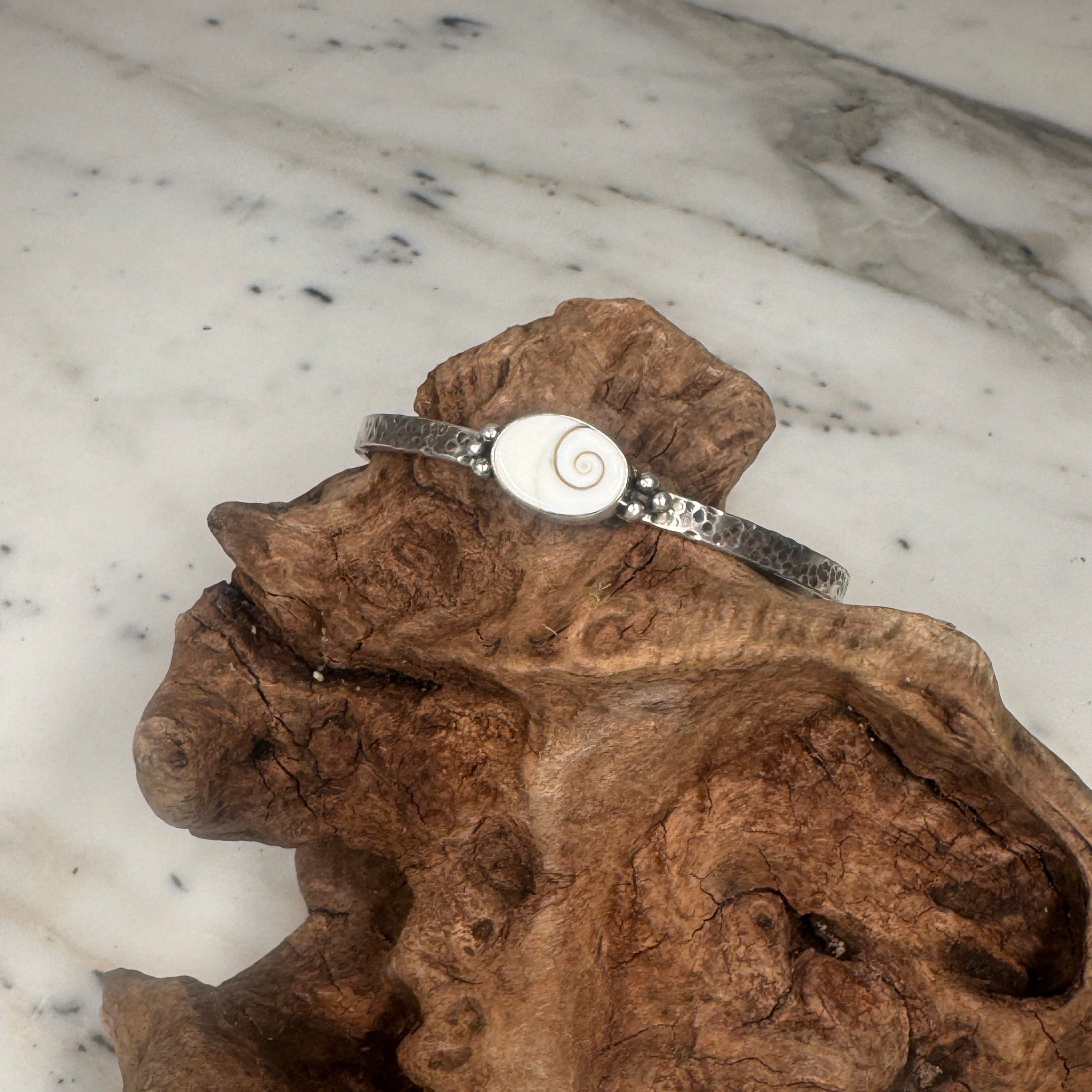 Sacred Spiral Oval Shiva Shell Cuff