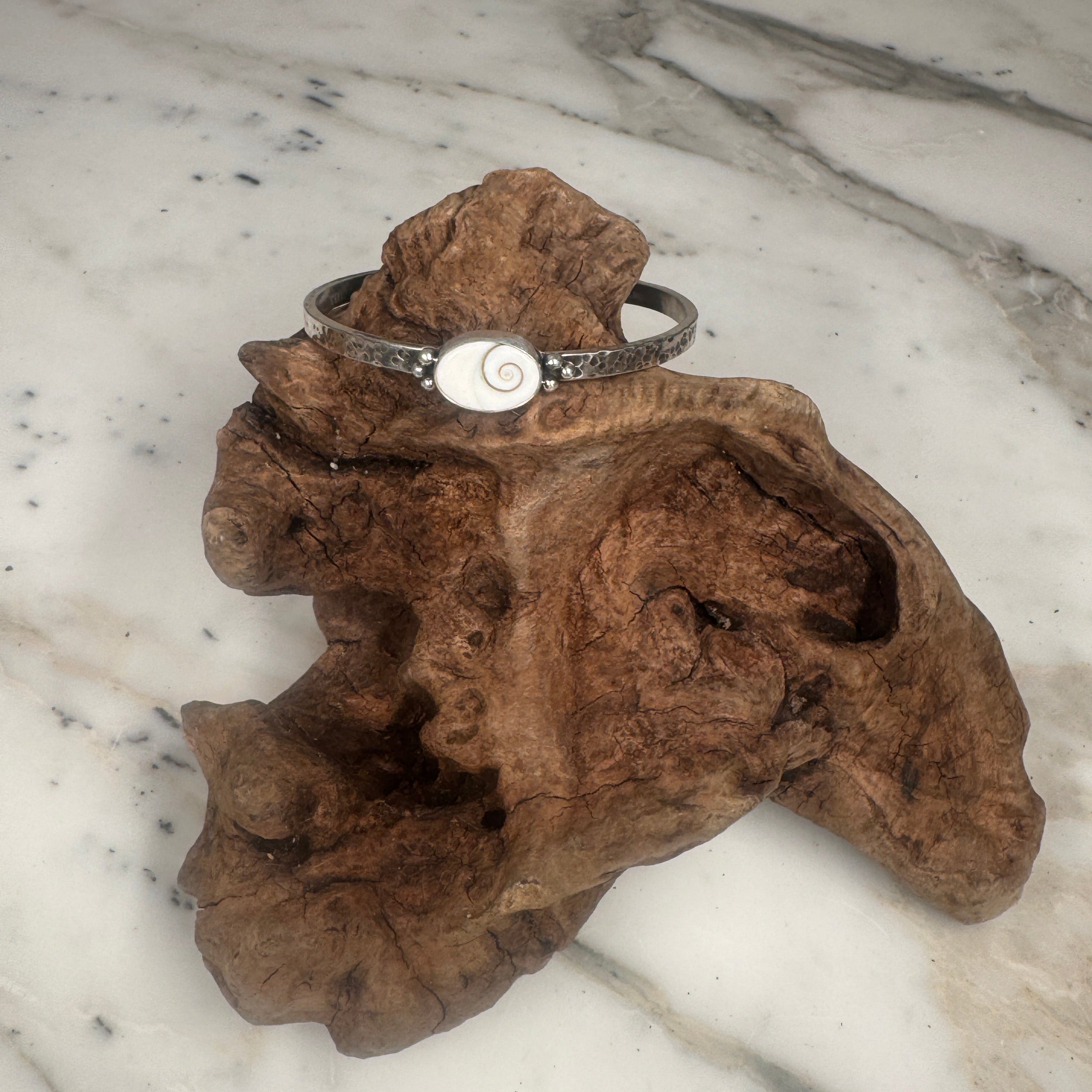 Sacred Spiral Oval Shiva Shell Cuff