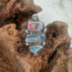 Ocean Fire Trinity Australian Boulder Opal Ring