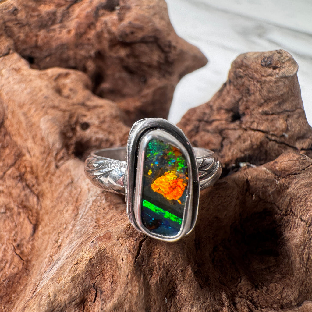 Elemental Awakening Australian Boulder Opal Ring