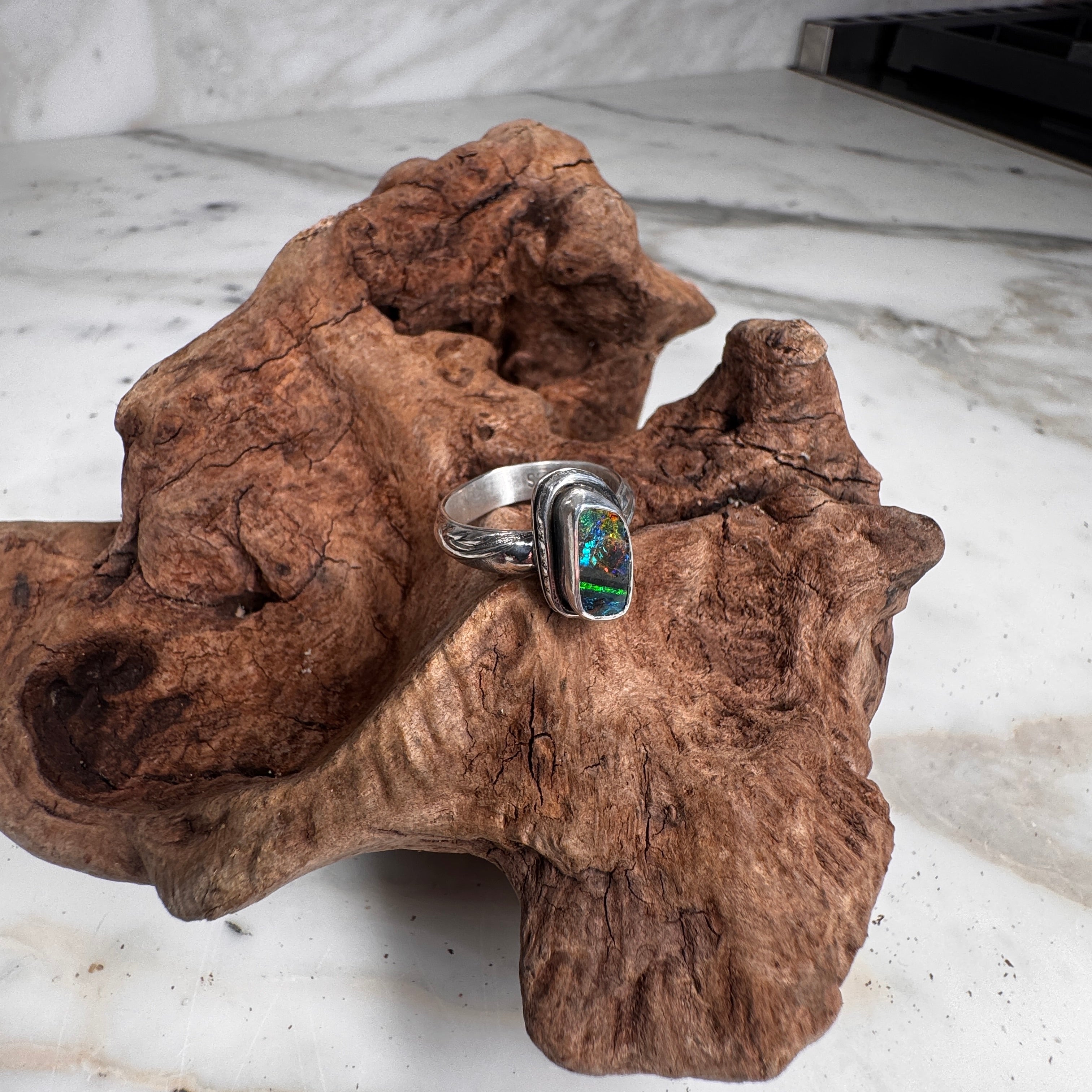 Elemental Awakening Australian Boulder Opal Ring