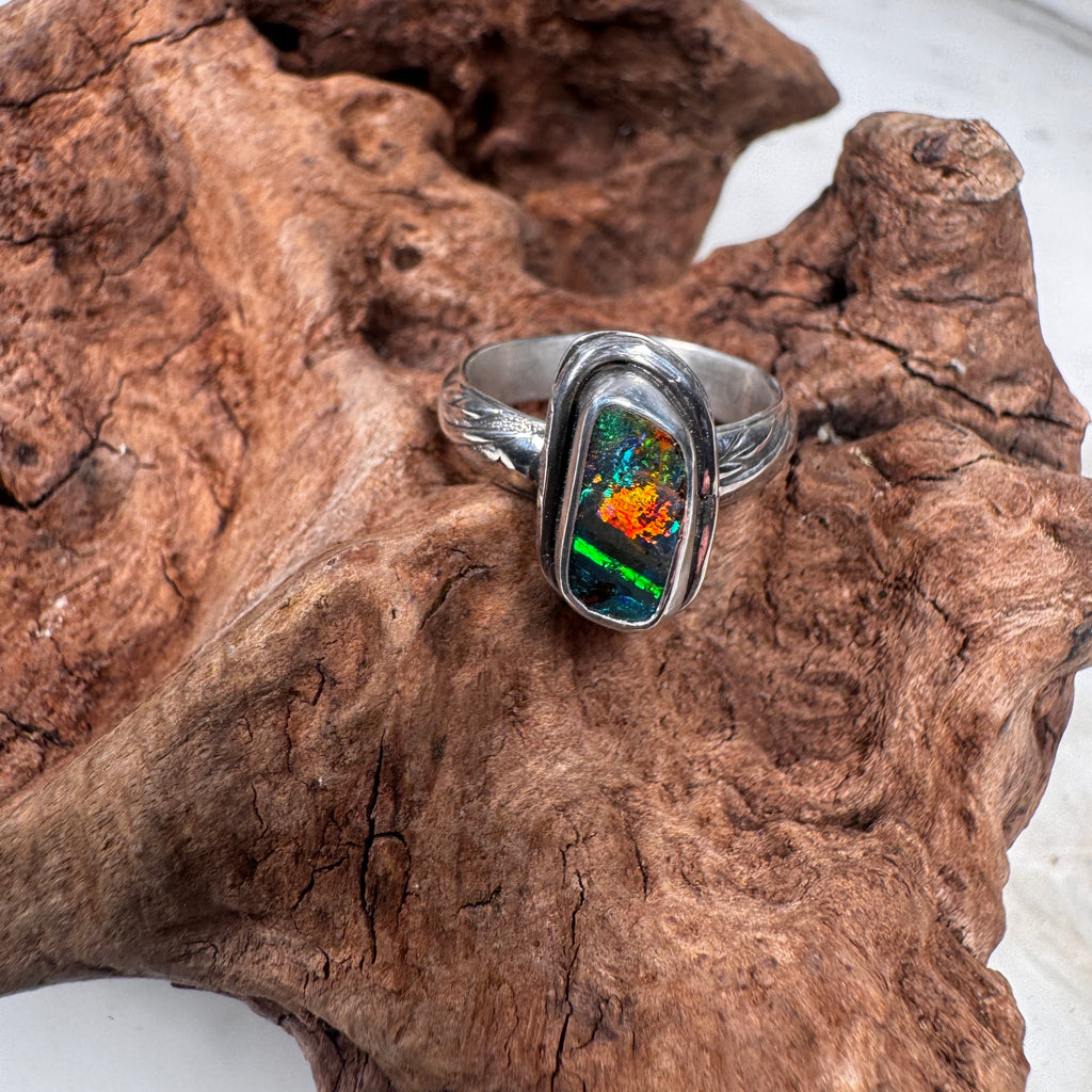 Elemental Awakening Australian Boulder Opal Ring