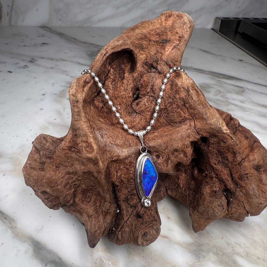 Ocean Spirit Deep Blue Australian Boulder Opal Pendant